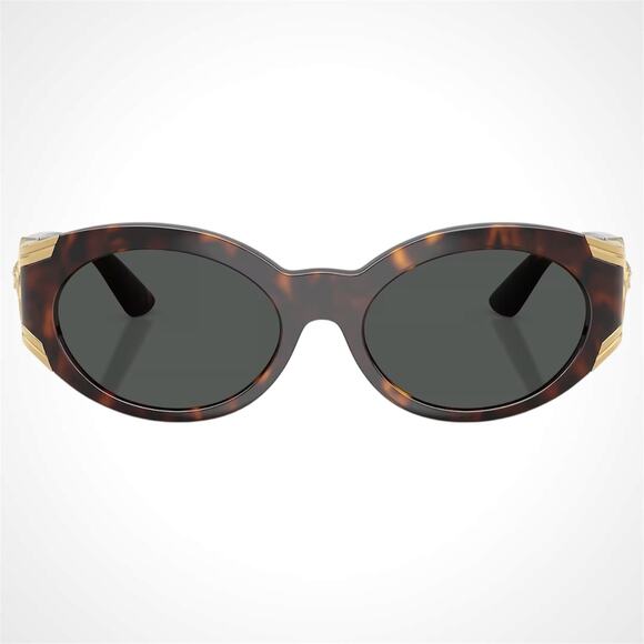 New VERSACE Sunglasses Brown Tortoise Oval Gold Medusa Medallion Retro main image 6